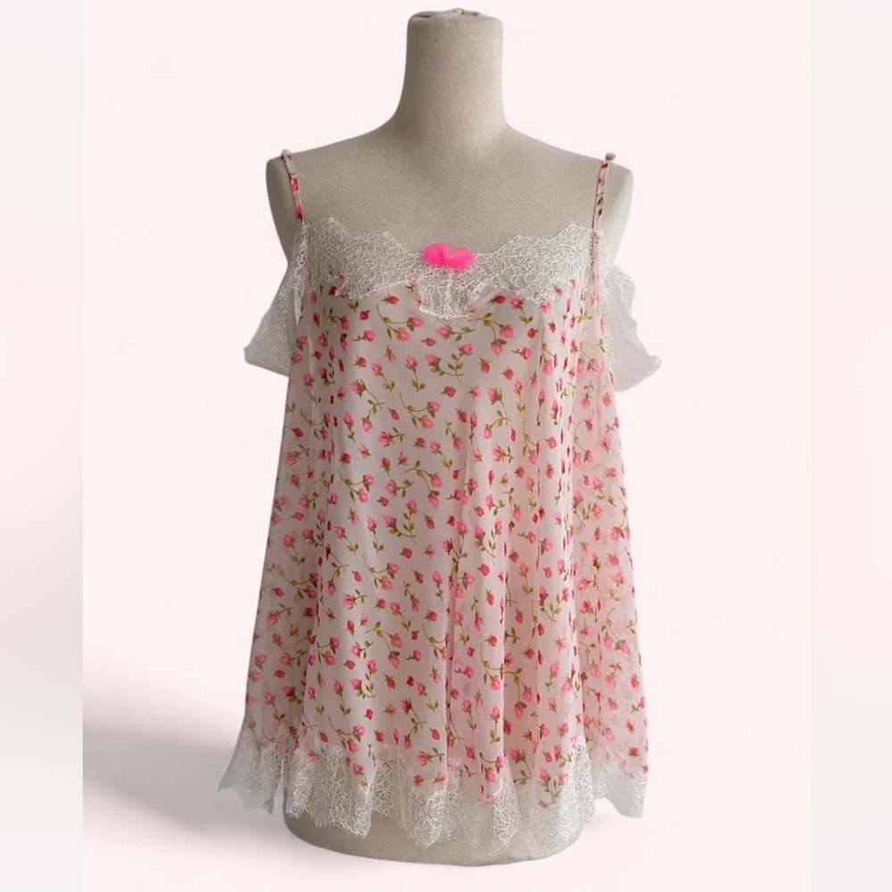 RARE 2013 Vintage Victoria’s Secret Chiffon Rosebud Print Slip - Picture 5 of 8